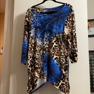 Brown and blue asymmetrical animal print